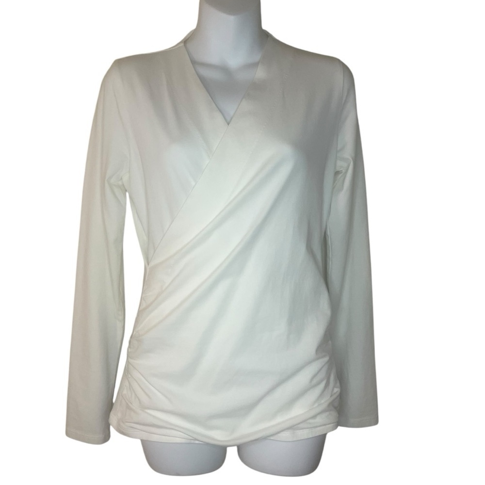 Sundance surplice v-neck ruched long-sleeve top size S